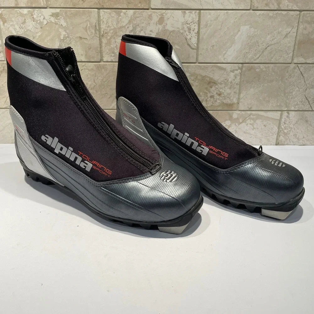 Alpina ST10 Touring Sport Cross Country Ski Boots NNN Black Silver Red Size 40
